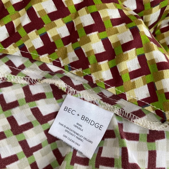 Bec & Bridge Quinn Midi Halter Dress in Silk Siena Geo - Picture 9 of 11